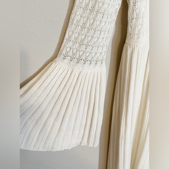 Sundance Ivory Pointelle Josalyn, BellSleeves Sweater Dress with Lining- size PL - Picture 8 of 11